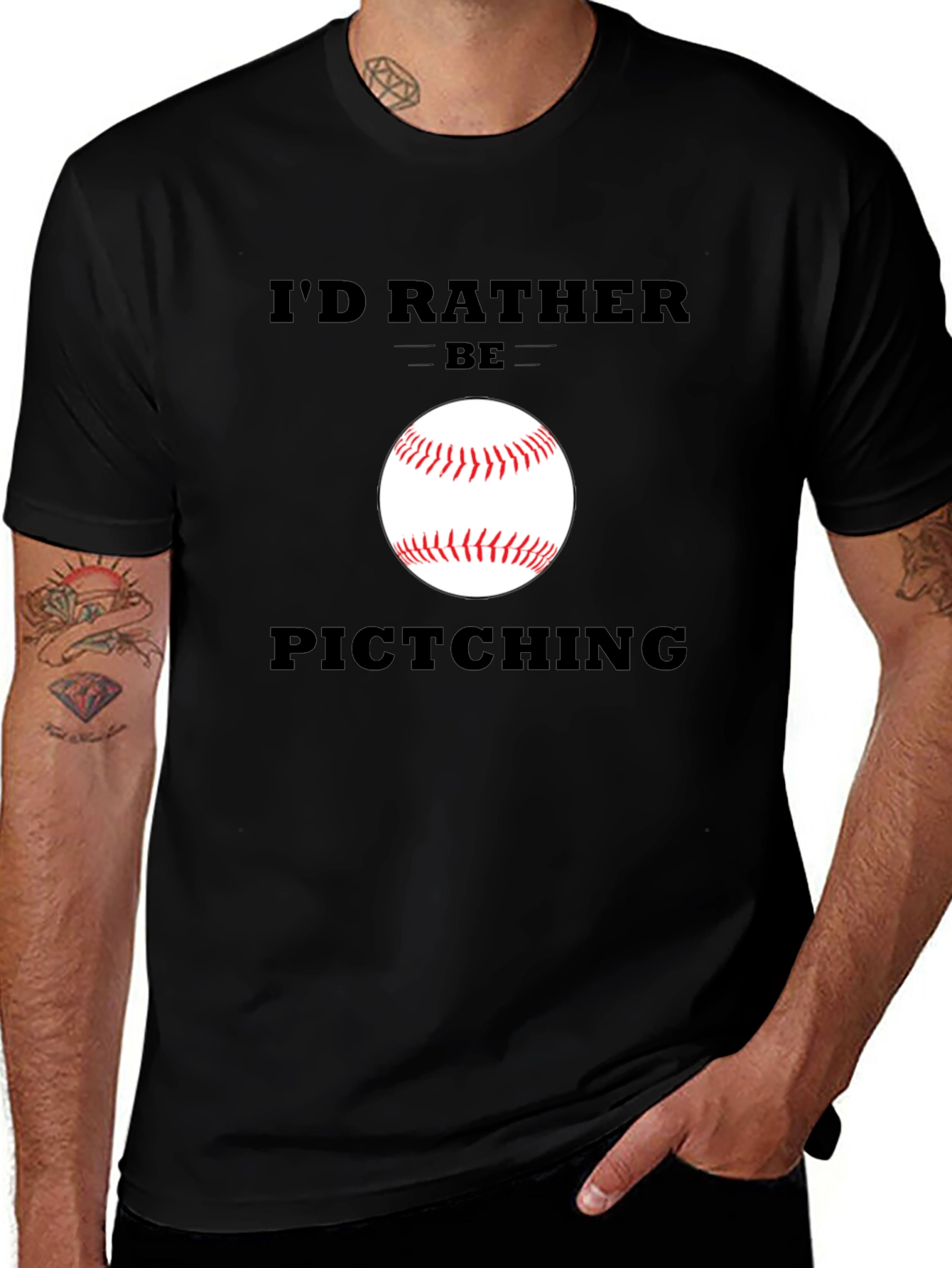 Funny Baseball T-Shirt - Id Rather Be Pitching