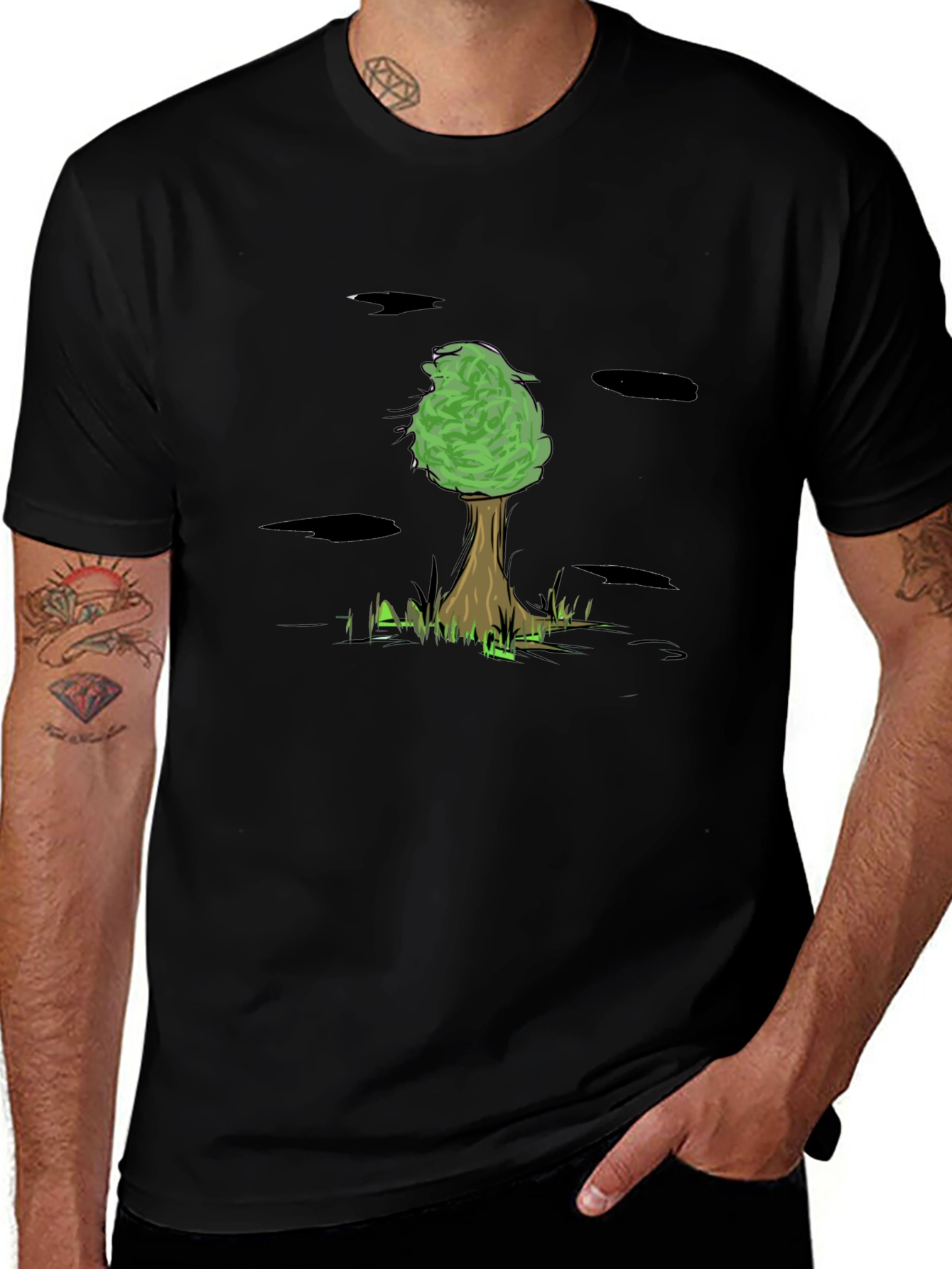 Nature Tree Graphic Black T-Shirt