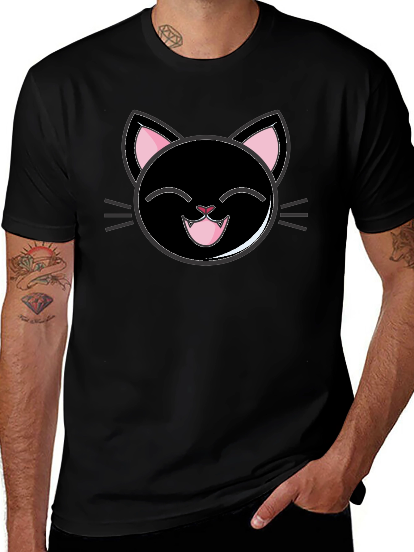 Cute Cartoon Black Cat T-Shirt