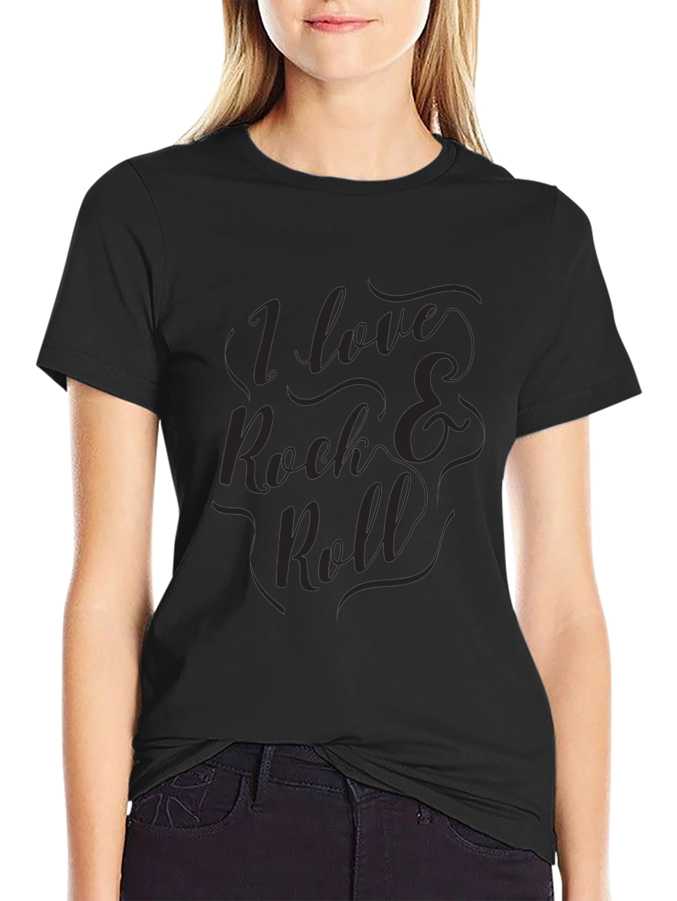 I Love Rock & Roll Graphic Black T-Shirt