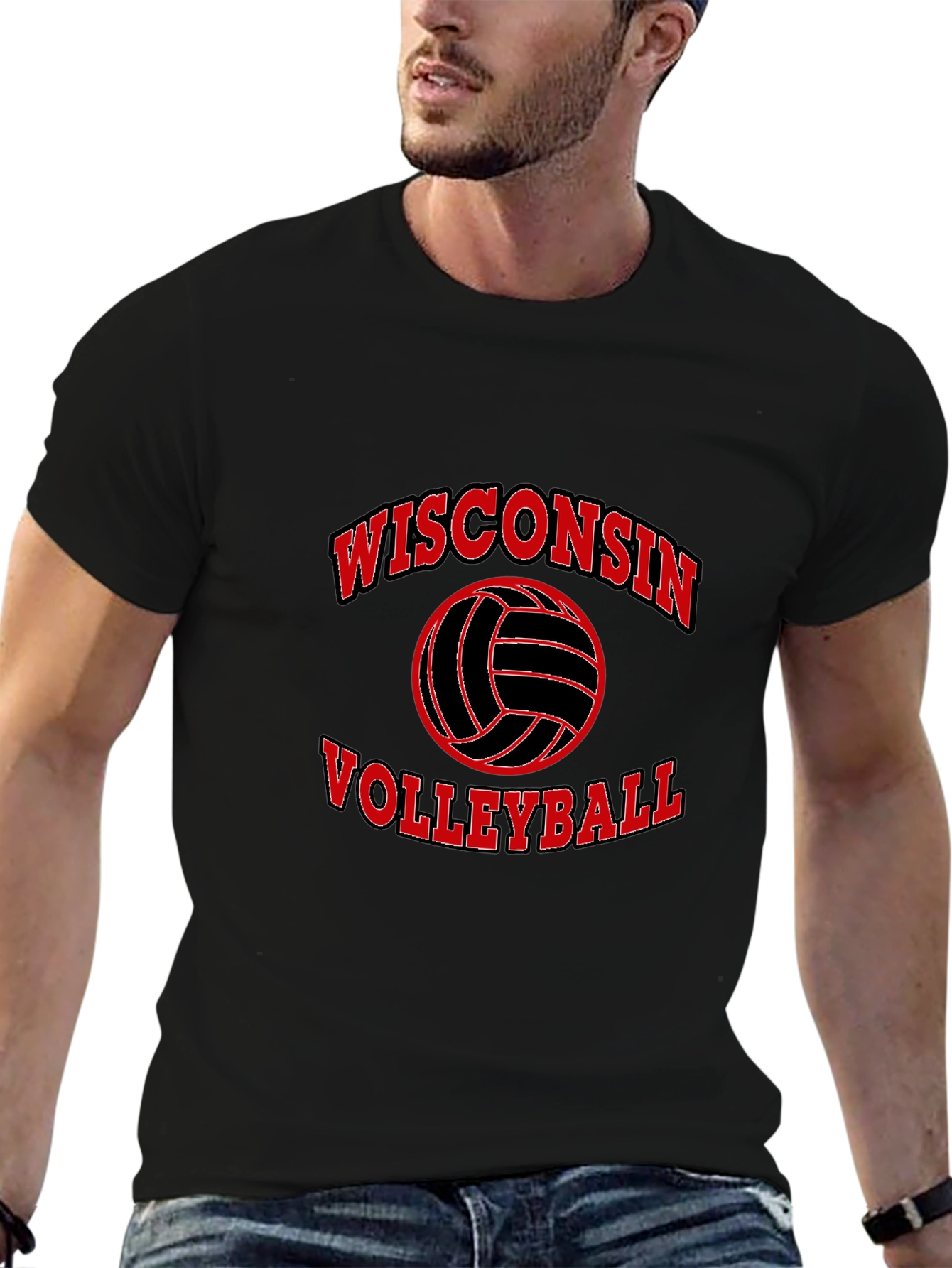 Wisconsin Volleyball Black Graphic T-Shirt
