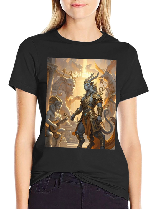 Fantasy Art Tee: Regal Lion Warrior Design