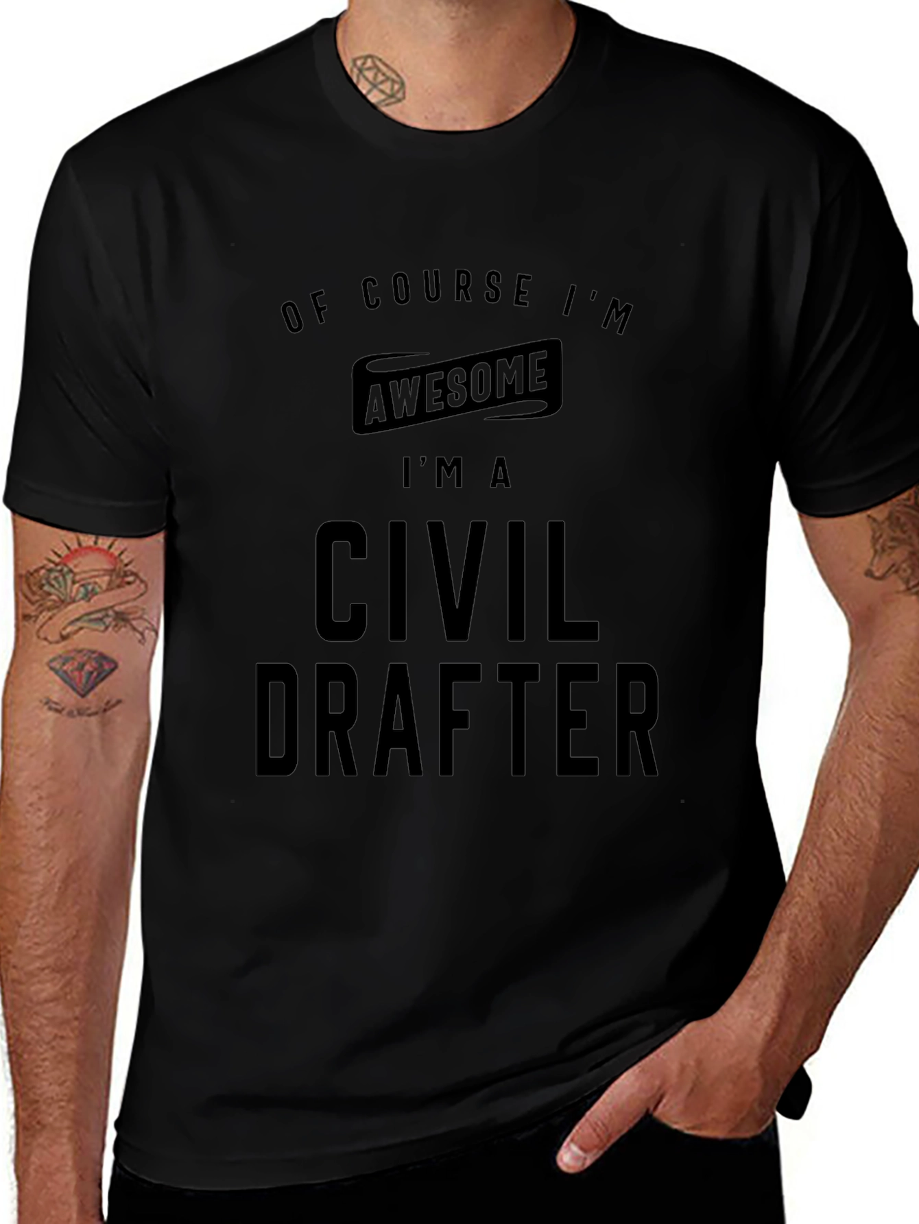 Awesome Civil Drafter Black T-Shirt