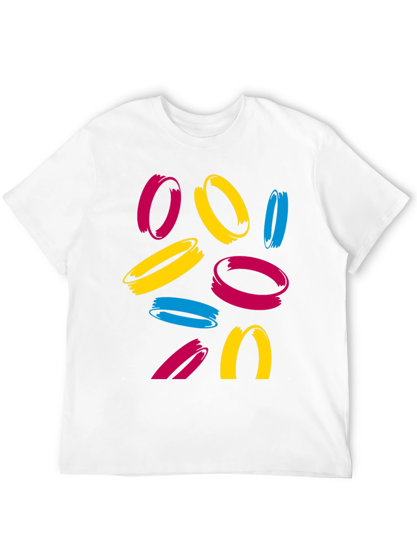 Abstract Circles Graphic Tee - Casual Crew Neck T-Shirt