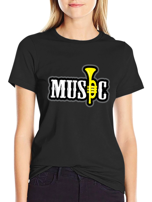 Music Graphic T-Shirt - Short Sleeve Black