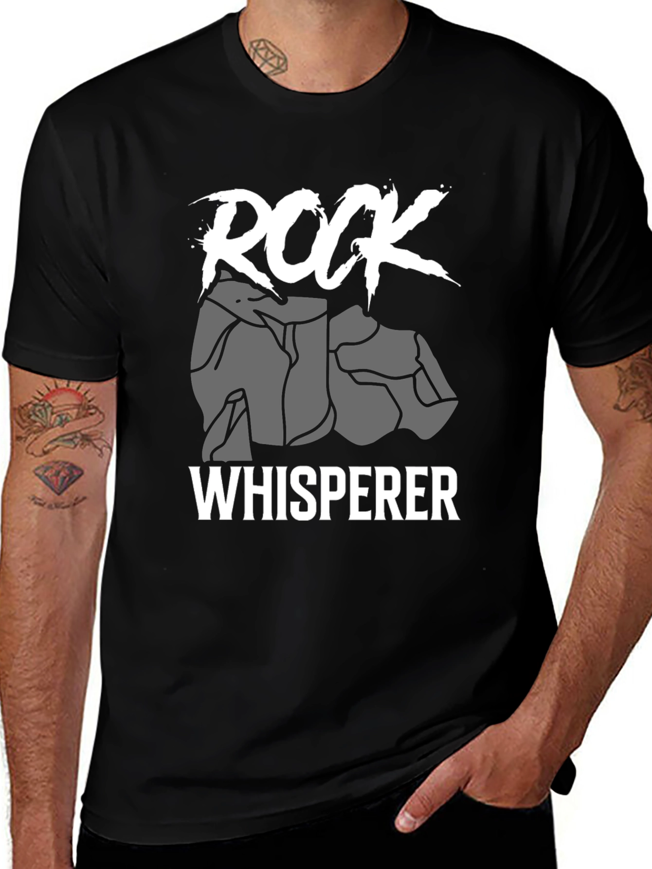 Rock Whisperer Graphic Tee - Black Cotton T-Shirt