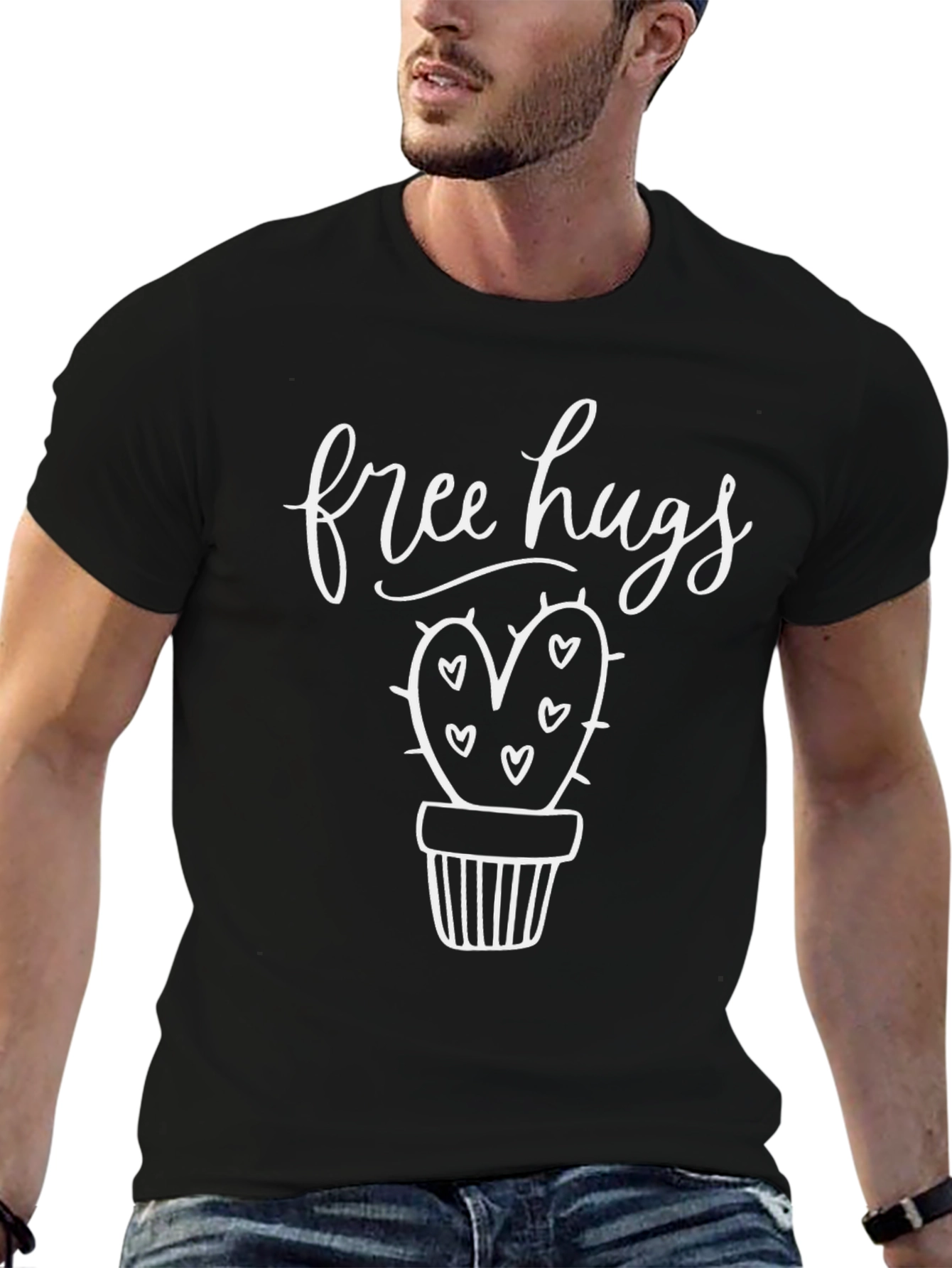 Free Hugs Cactus Graphic T-Shirt