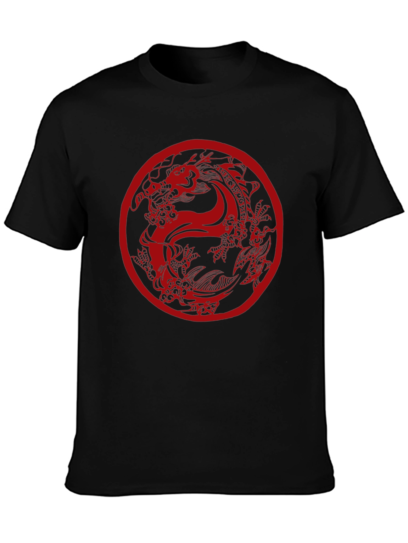 Dragon Circle Graphic Tee - Black Casual Top