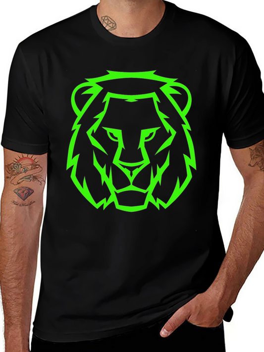 Neon Lion Graphic Black Tee - Mens Style