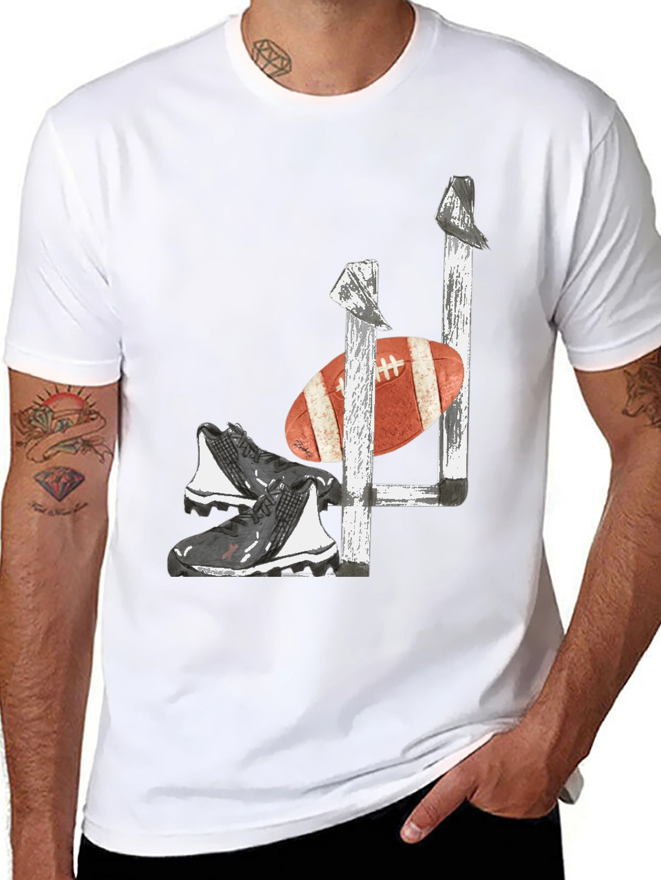 Football Goalpost Cleats and Ball Graphic Tee
