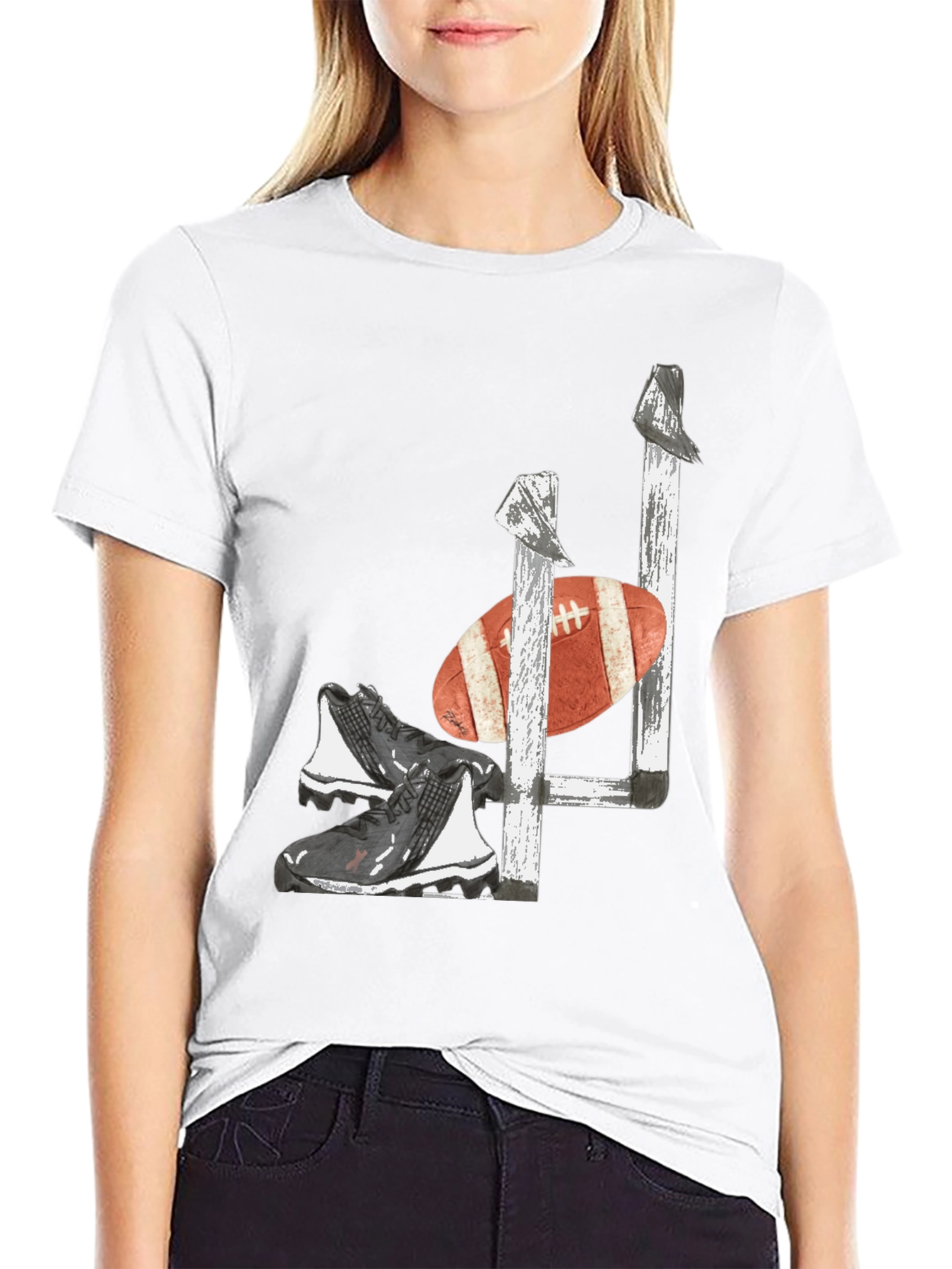 Football Goalpost Cleats and Ball Graphic Tee