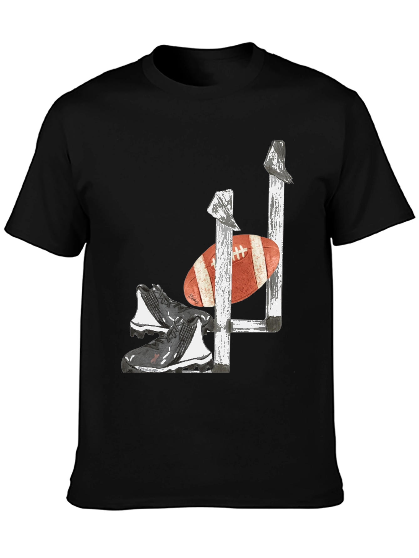 Football Goalpost Cleats and Ball Graphic Tee