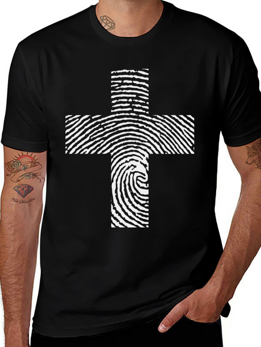 Fingerprint Cross Graphic Tee - Black