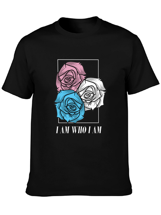 Trans Pride Rose T-Shirt - I AM WHO I AM