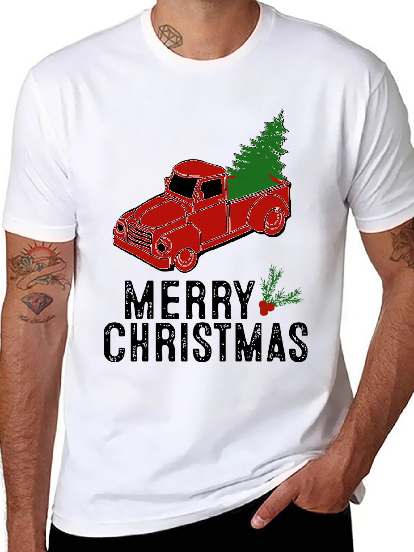 Merry Christmas Truck T-Shirt Holiday Tee