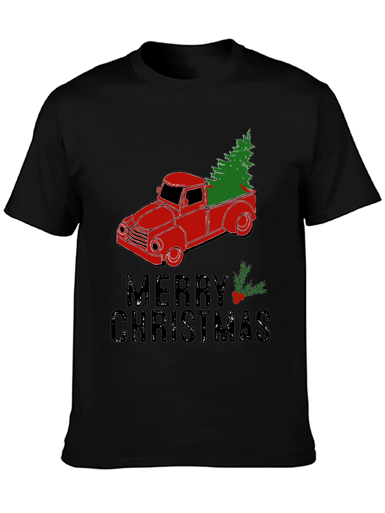 Merry Christmas Truck T-Shirt Holiday Tee