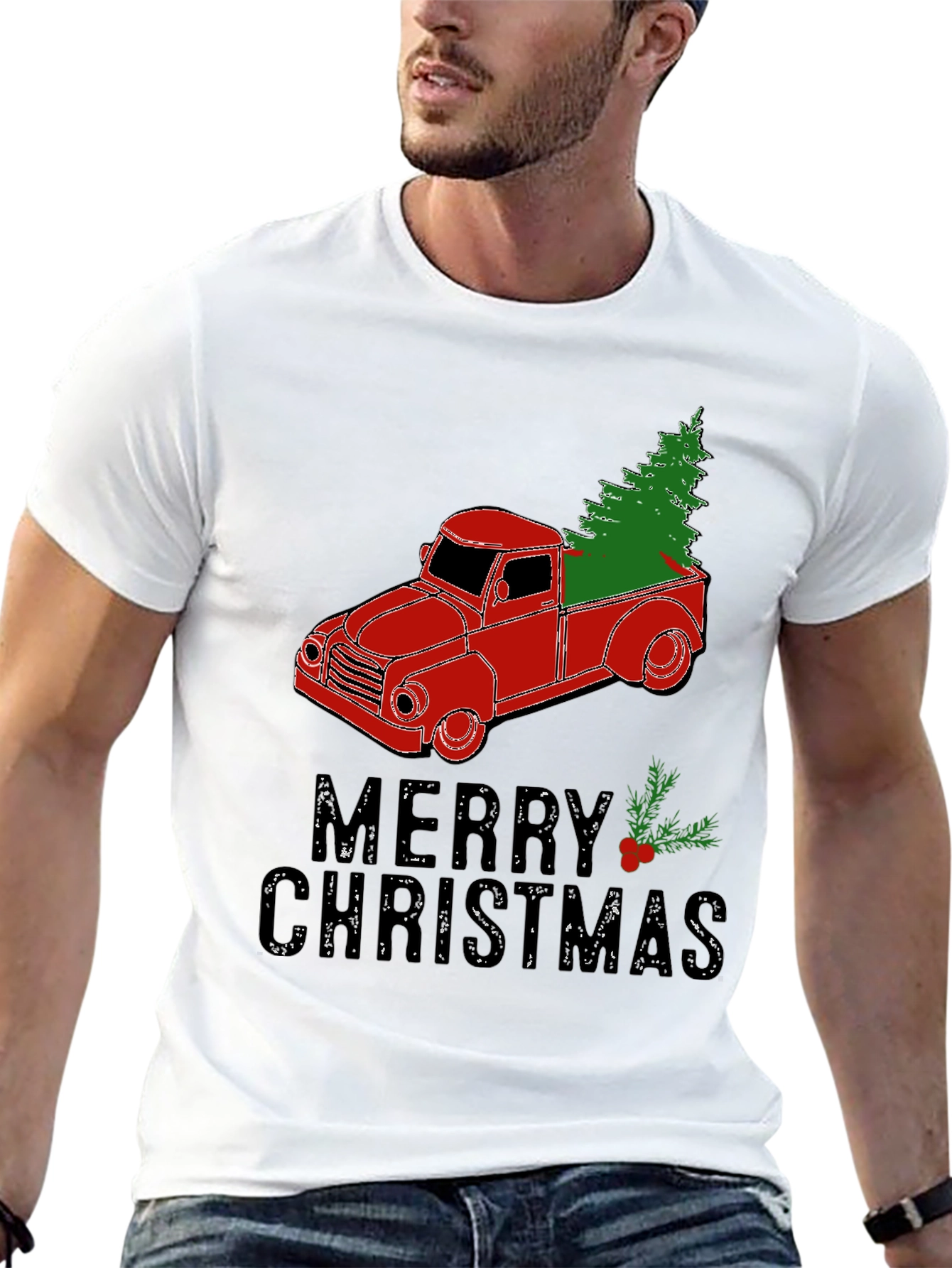 Merry Christmas Truck T-Shirt Holiday Tee