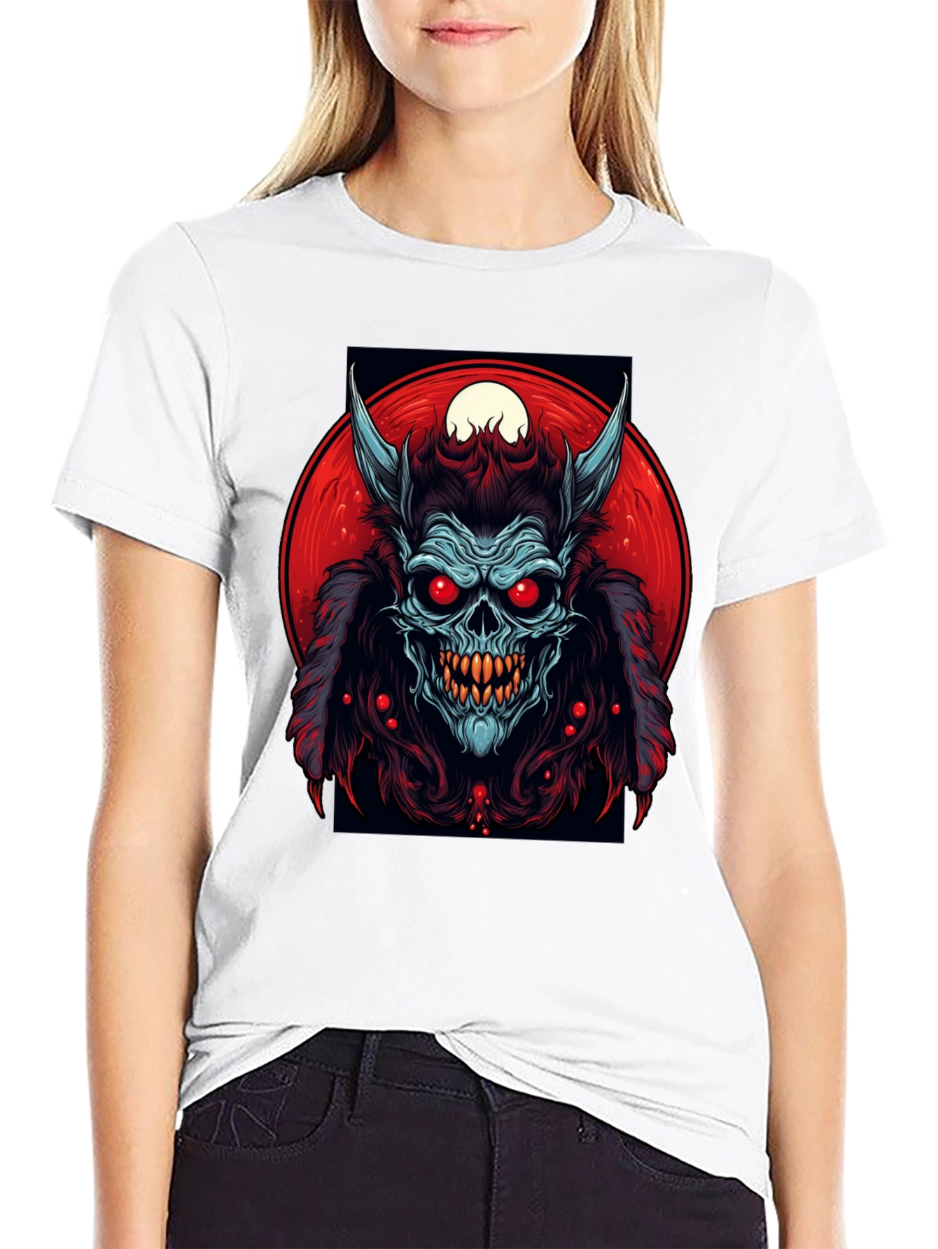 Monster Graphic Tee - Red Eyes Horns