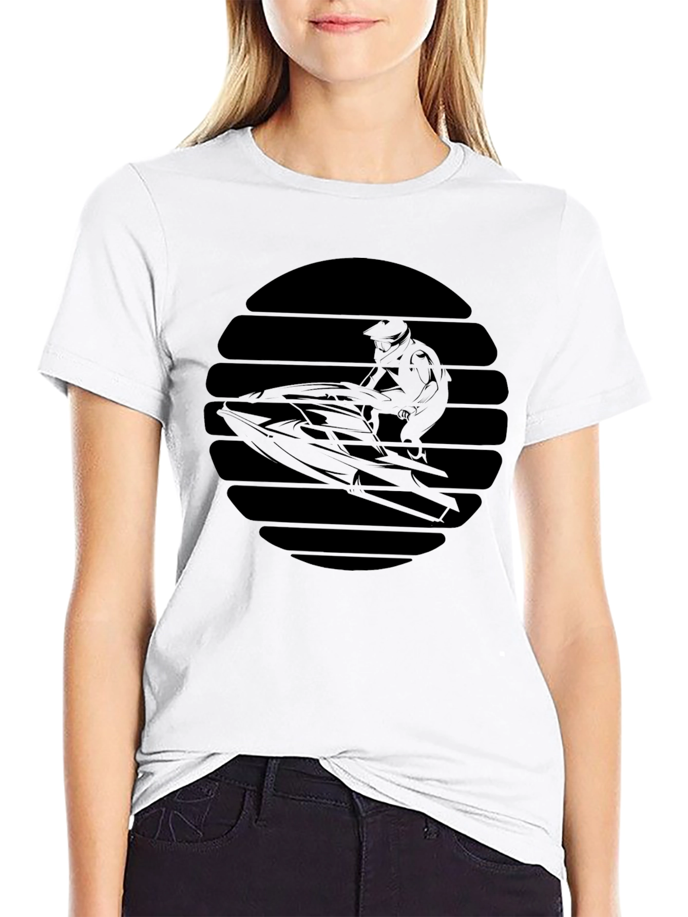 Jet Ski Silhouette Tee - Black Graphic T-Shirt