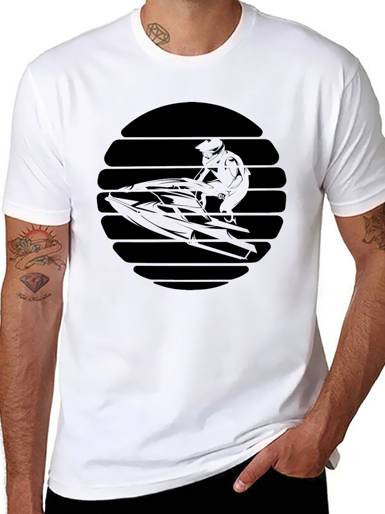 Jet Ski Silhouette Tee - Black Graphic T-Shirt