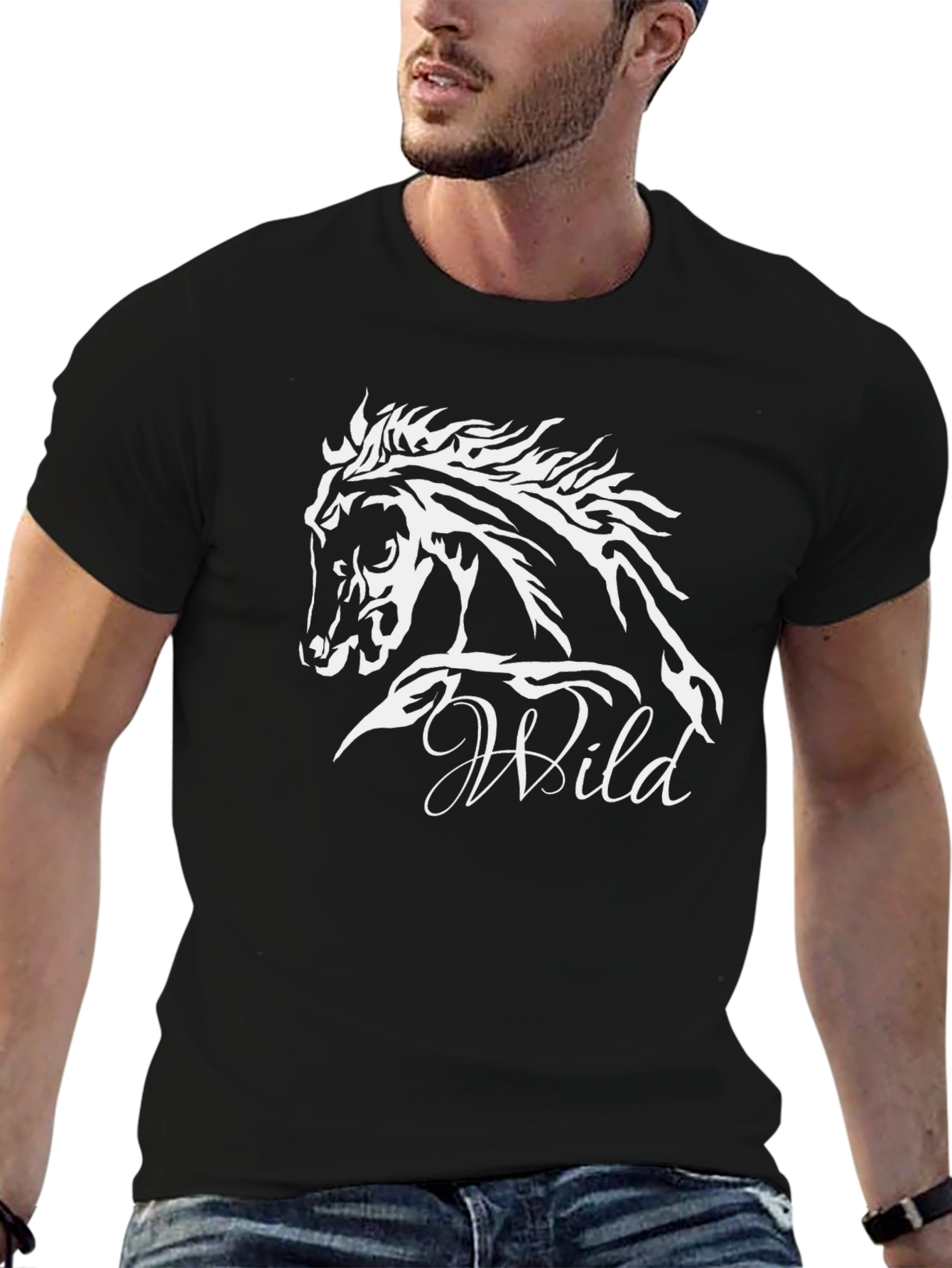 Wild Horse Graphic Tee - Stylish Black T-Shirt