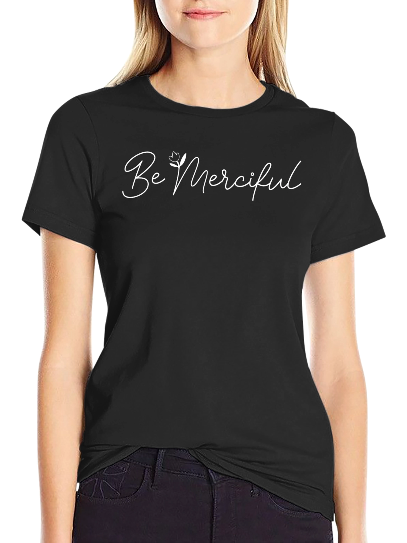 Be Merciful Black Graphic Tee - Stylish Casual Wear