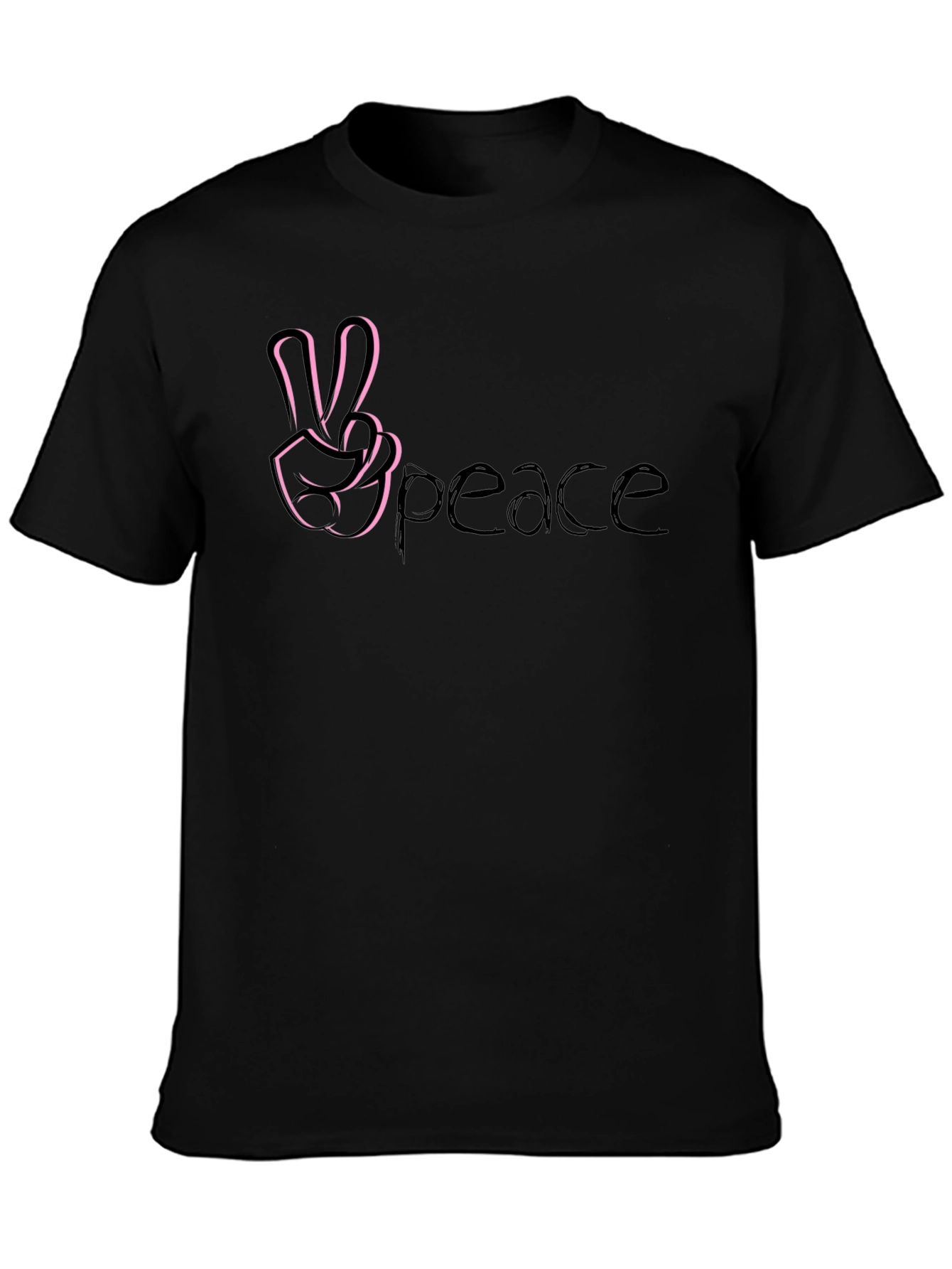 Peace Sign Graphic Tee - Stylish Black Cotton T-Shirt