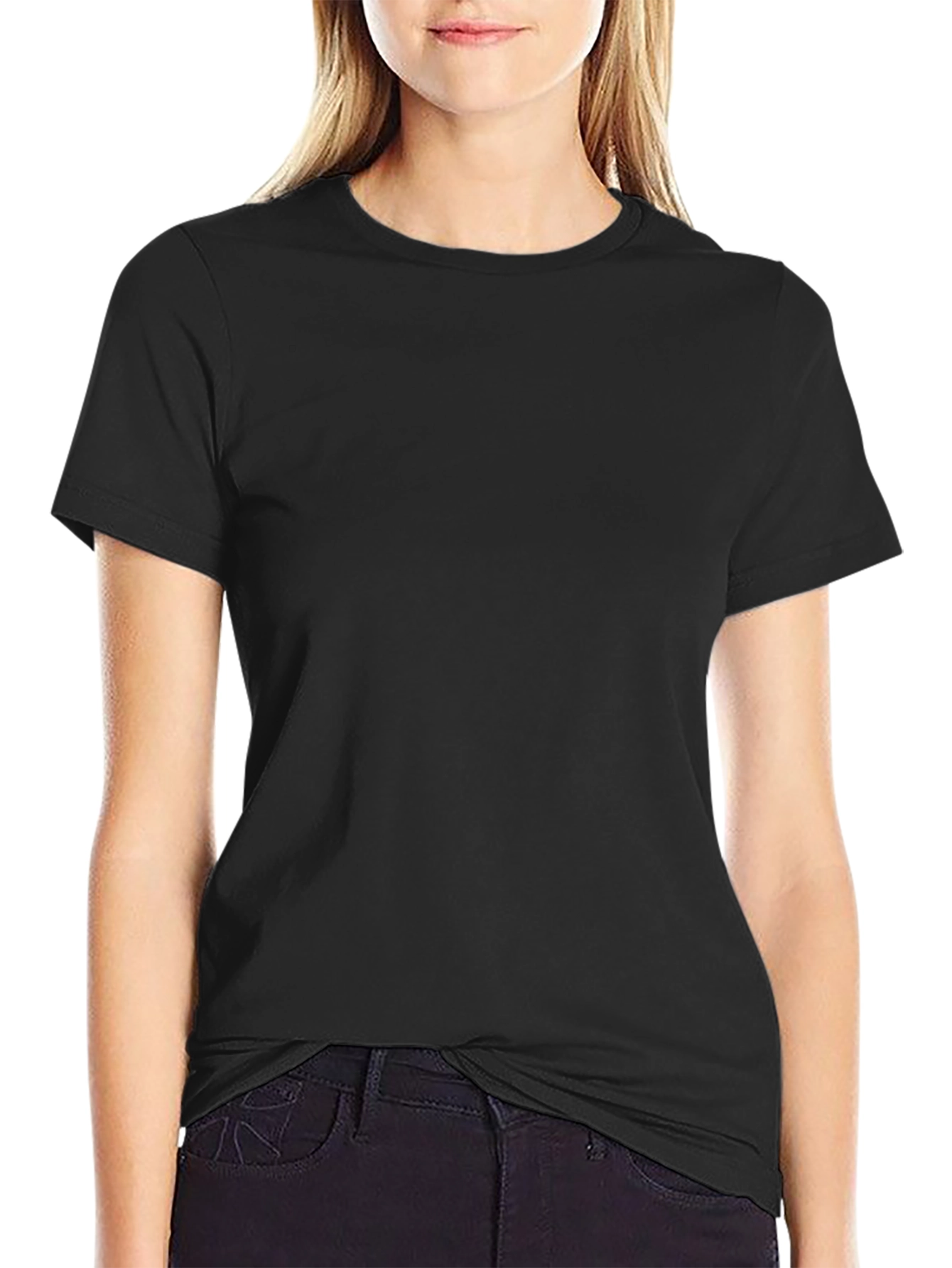 Mens Solid Black Crew Neck T-Shirt