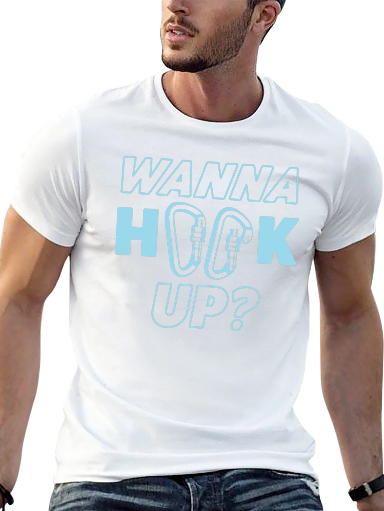 Wanna Hook Up? Climbing Carabiner Graphic T-Shirt