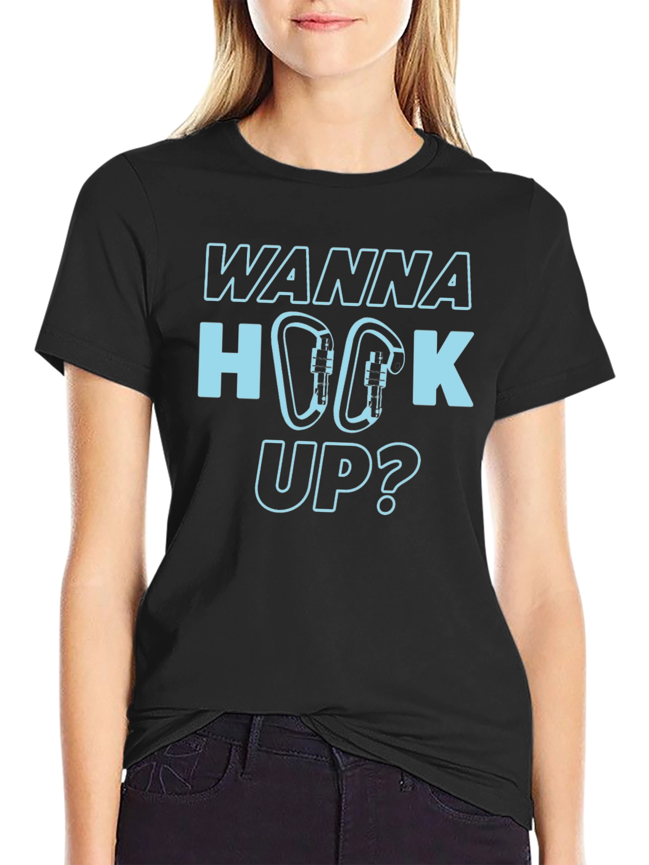 Wanna Hook Up? Climbing Carabiner Graphic T-Shirt