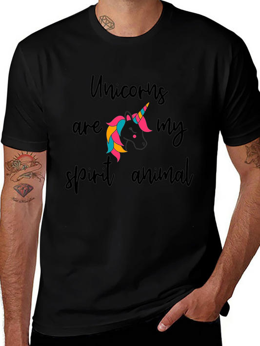 Unicorn Spirit Animal Graphic Tee - Black