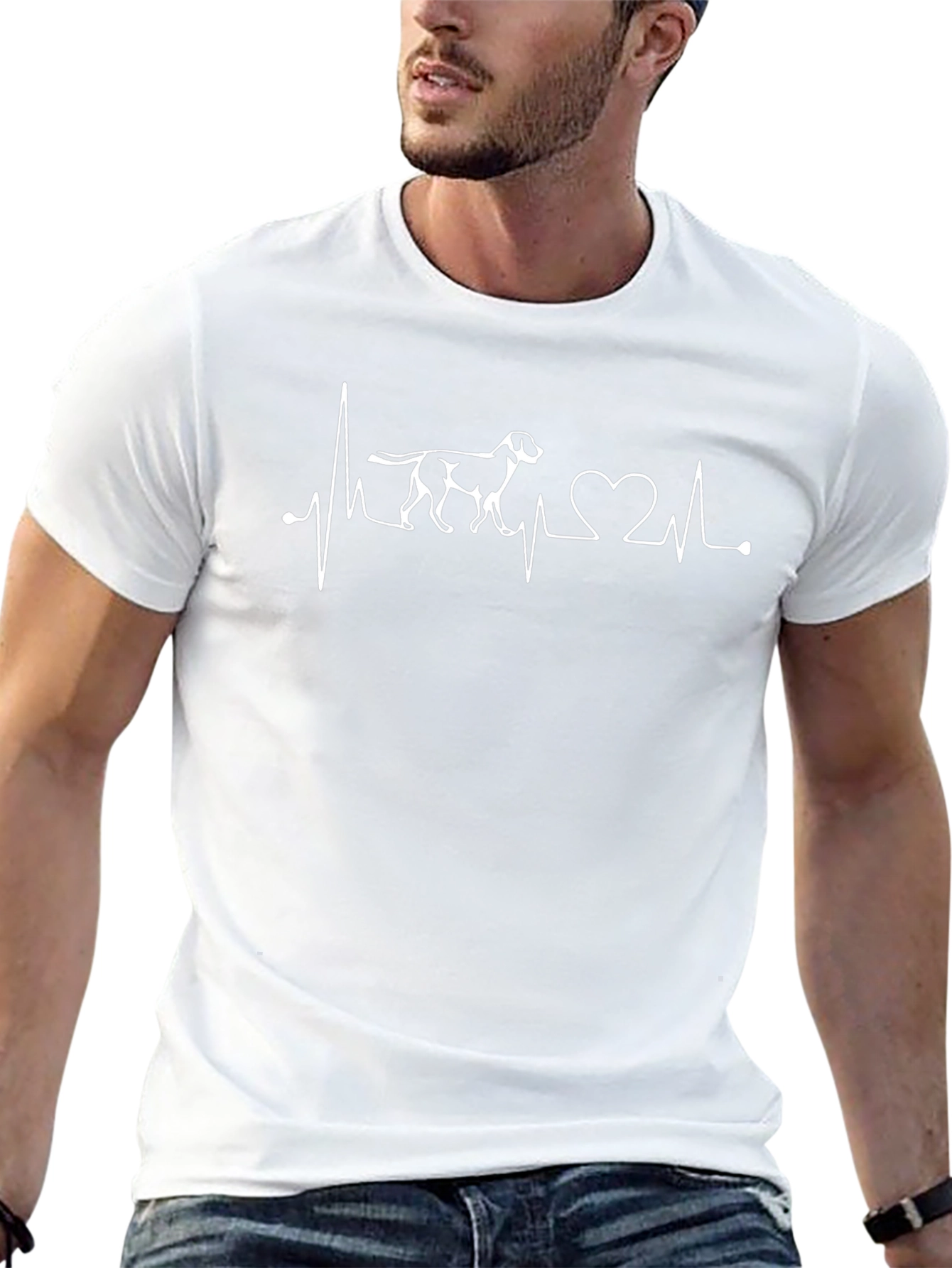 Dog Lover Heartbeat T-Shirt - Black