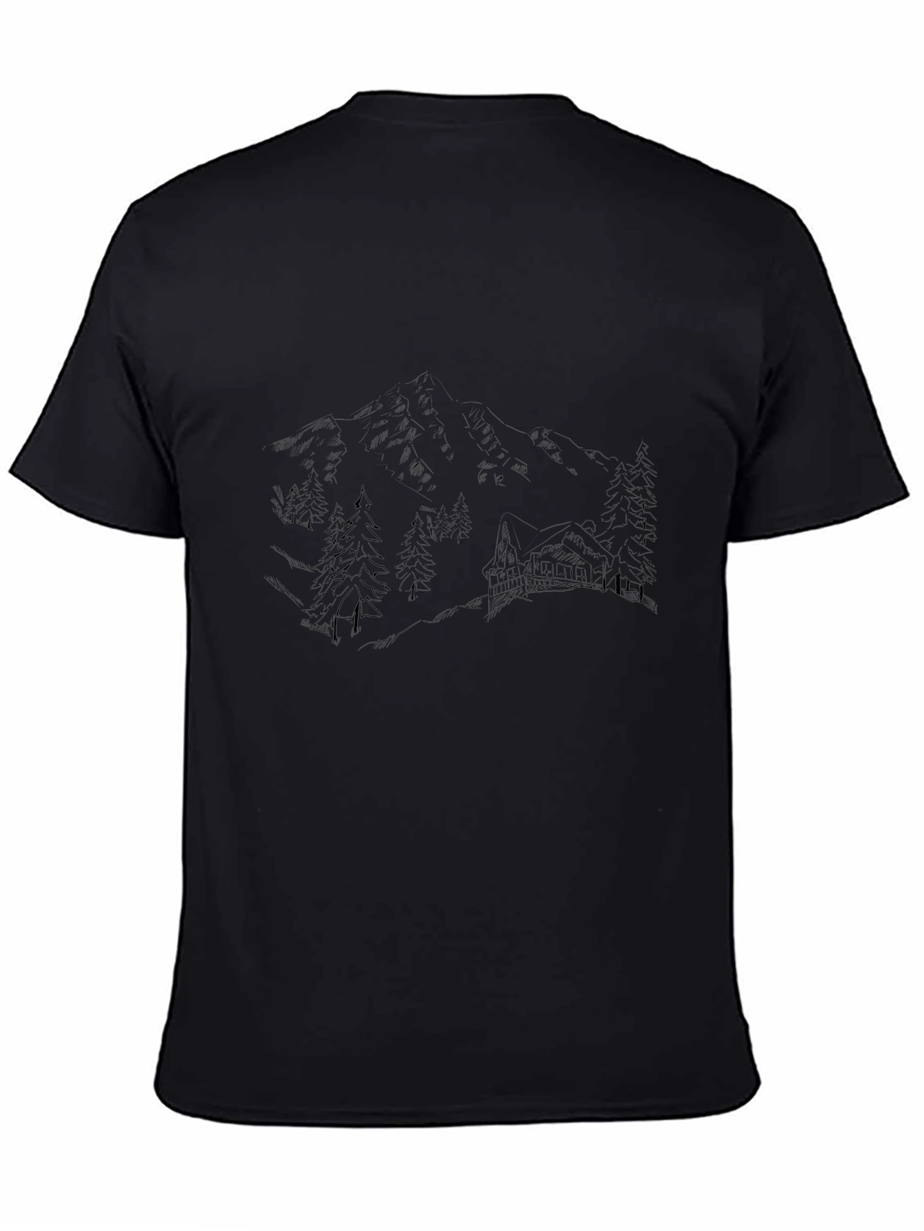 Mountain Cabin Graphic Tee - Black