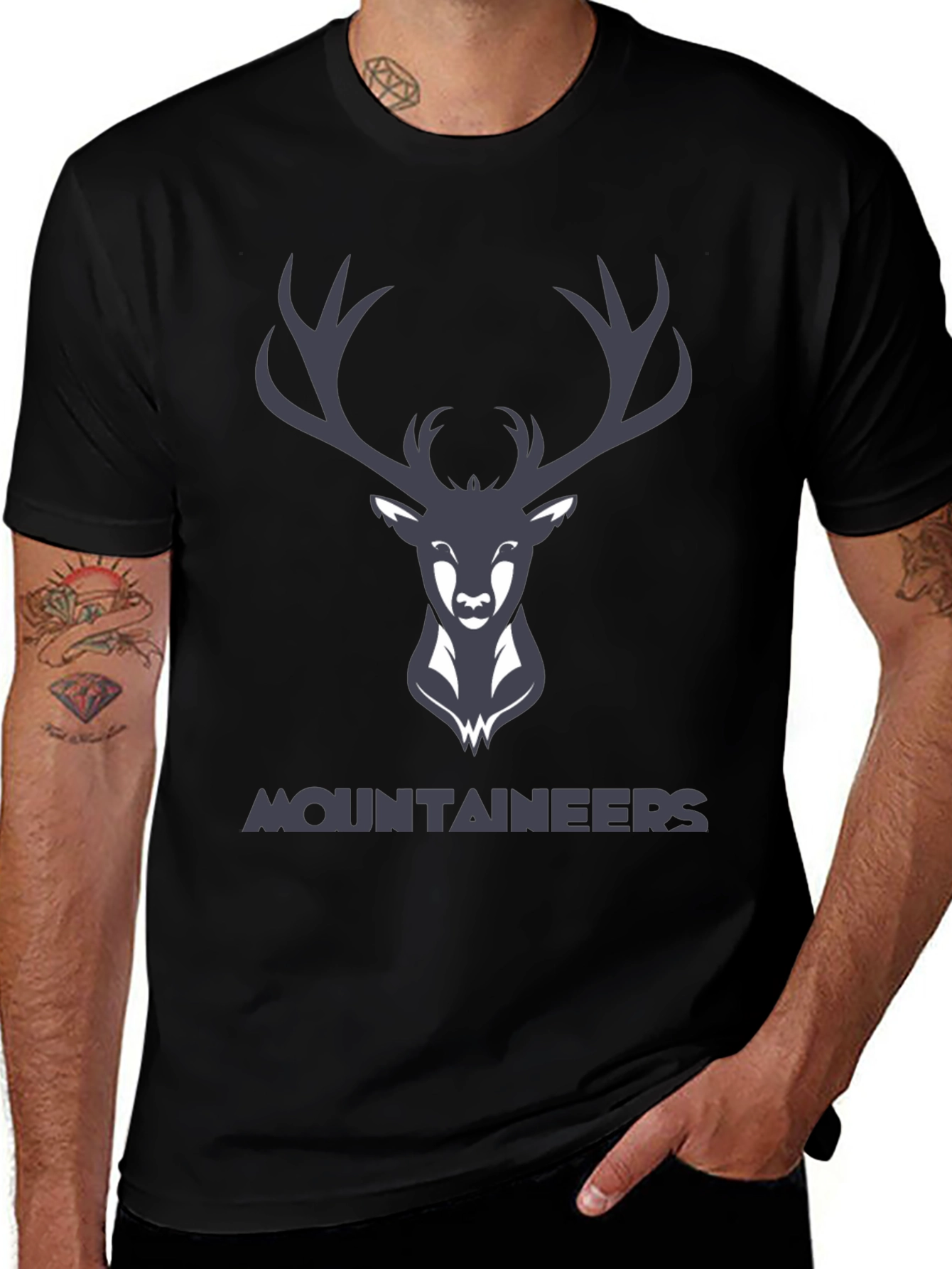 Mountaineers Black Graphic Tee with Deer Logo