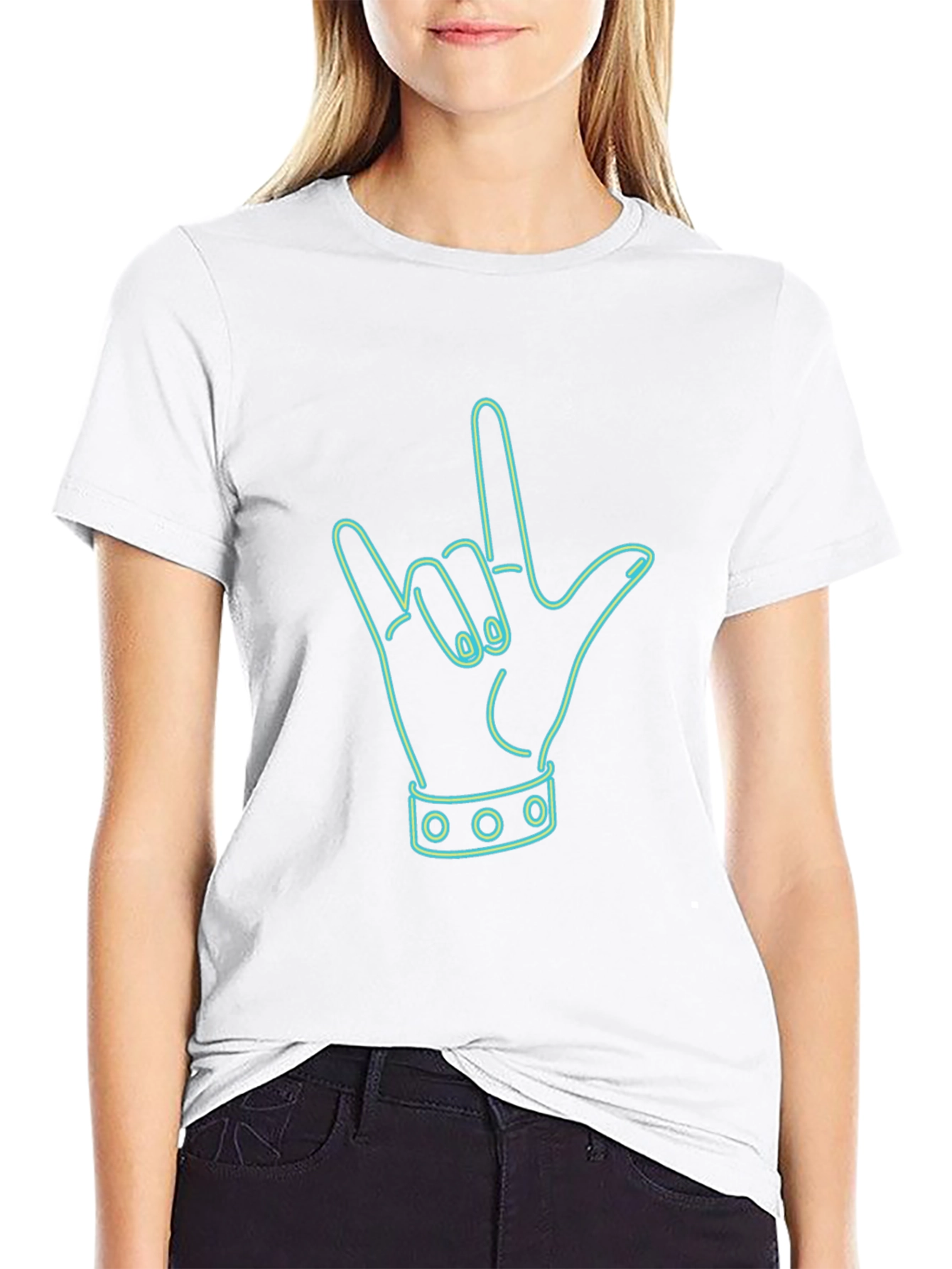 Rock On Hand Graphic Tee - Black