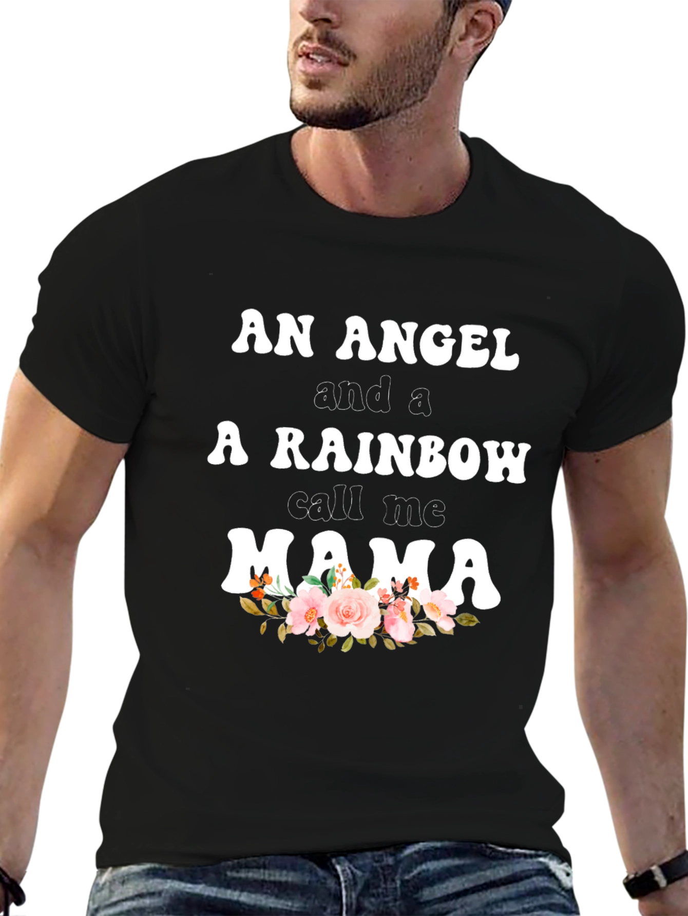 Angel Rainbow Mama Graphic Tee - Trendy Mom Shirt