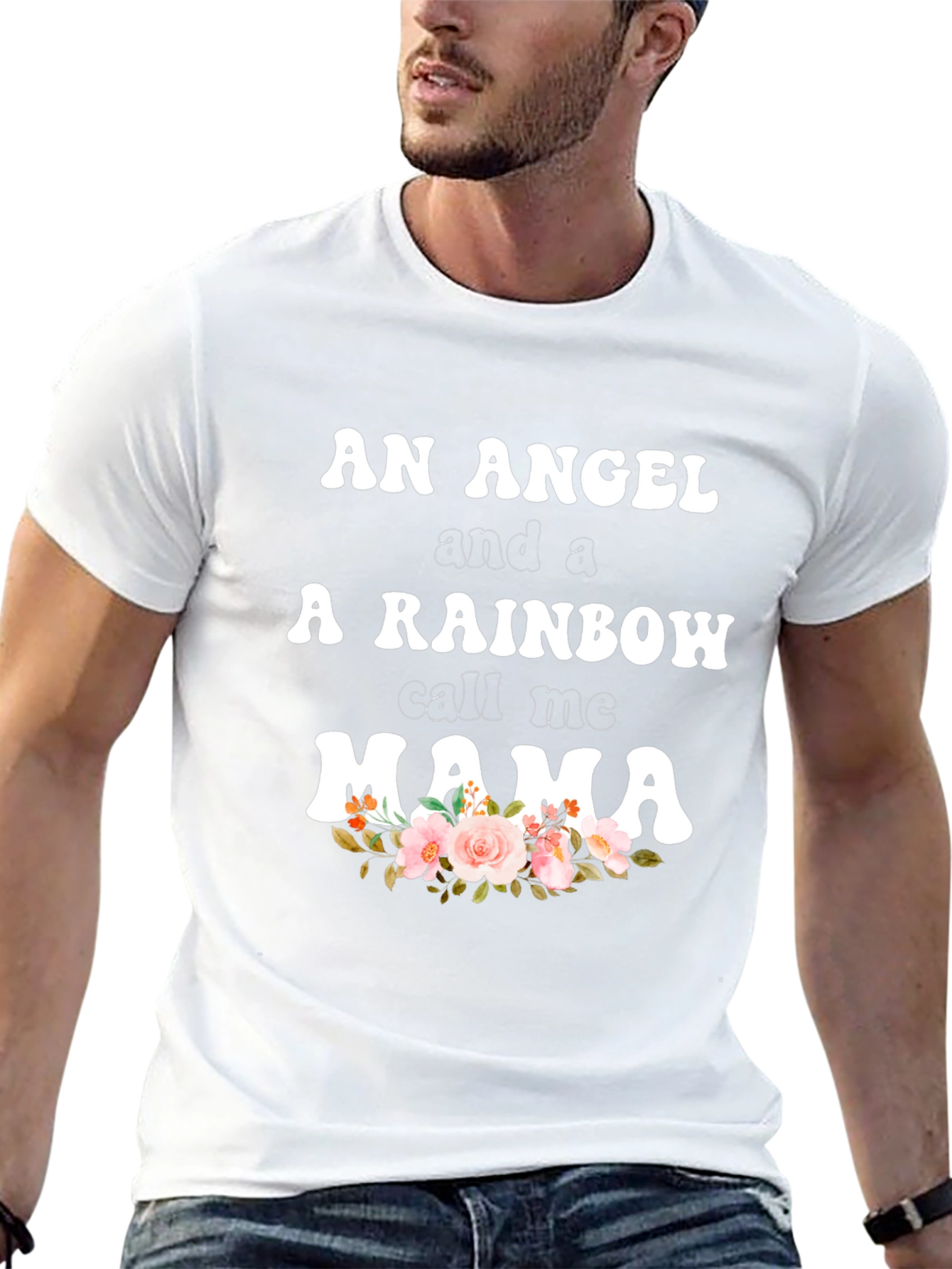 Angel Rainbow Mama Graphic Tee - Trendy Mom Shirt