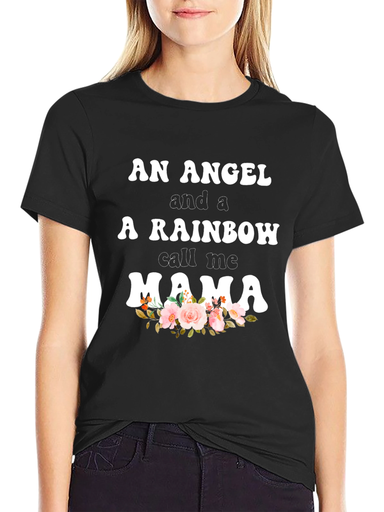 Angel Rainbow Mama Graphic Tee - Trendy Mom Shirt