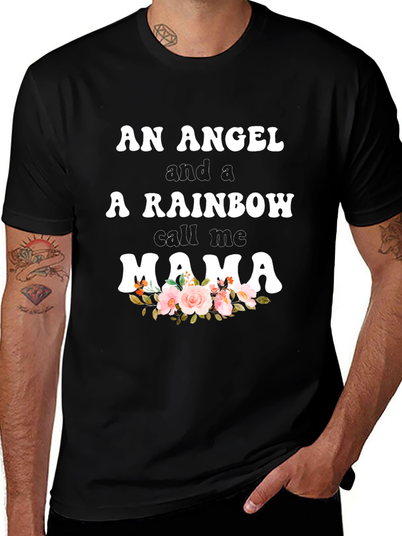 Angel Rainbow Mama Graphic Tee - Trendy Mom Shirt