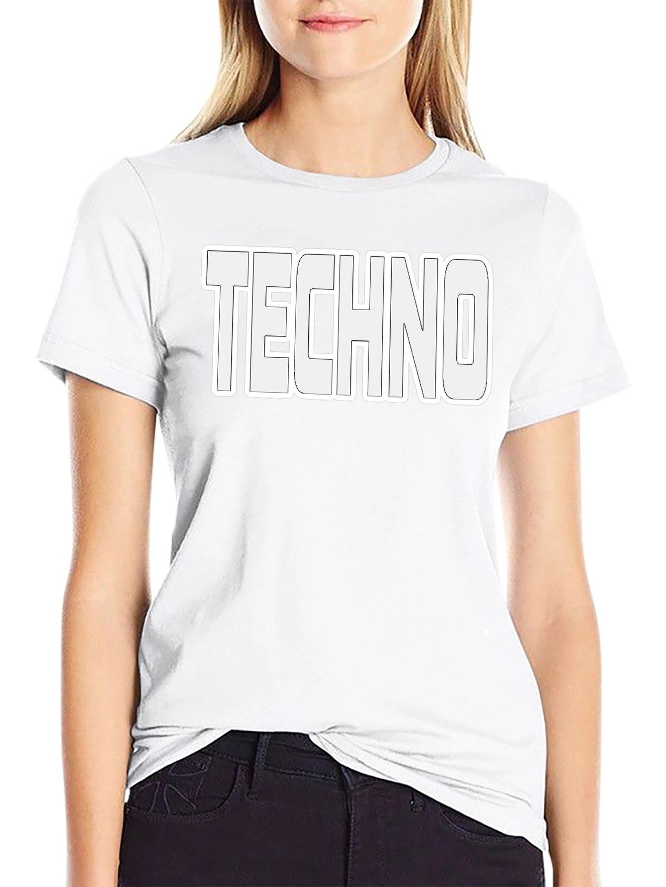 Techno Music T-Shirt - Bold White Graphic Print