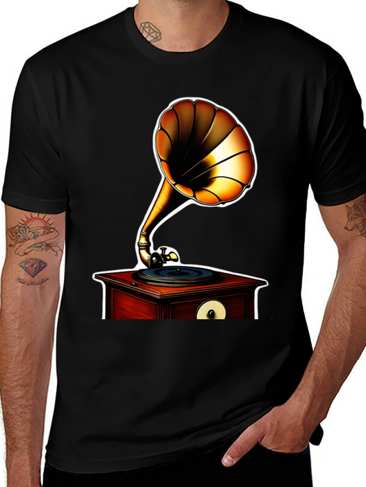 Vintage Gramophone T-Shirt - Retro Music Lover Tee