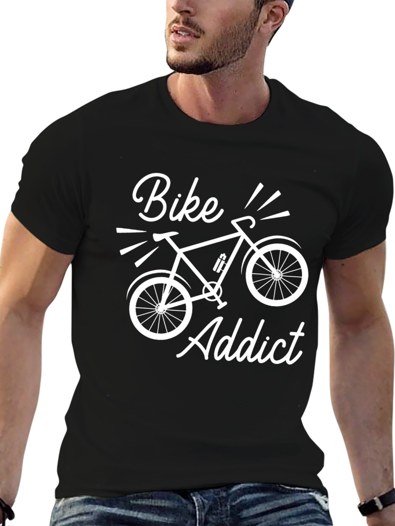 Bike Addict Black T-Shirt - Cycling Enthusiast Tee