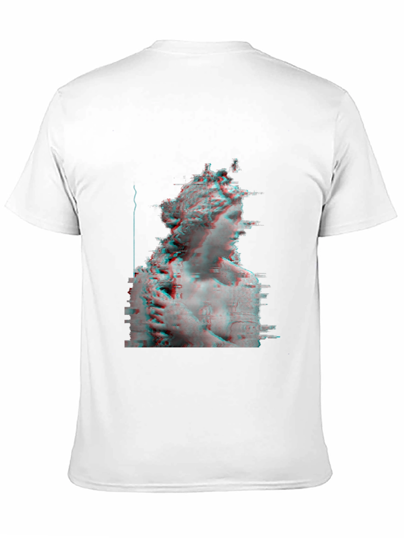 Glitch Art Statue Tee - Modern Black T-Shirt
