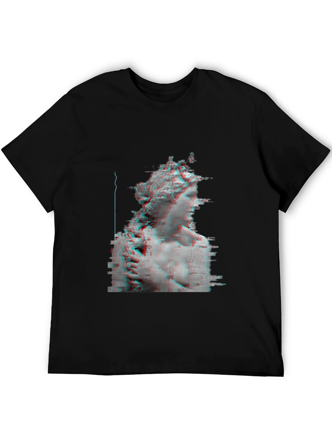 Glitch Art Statue Tee - Modern Black T-Shirt