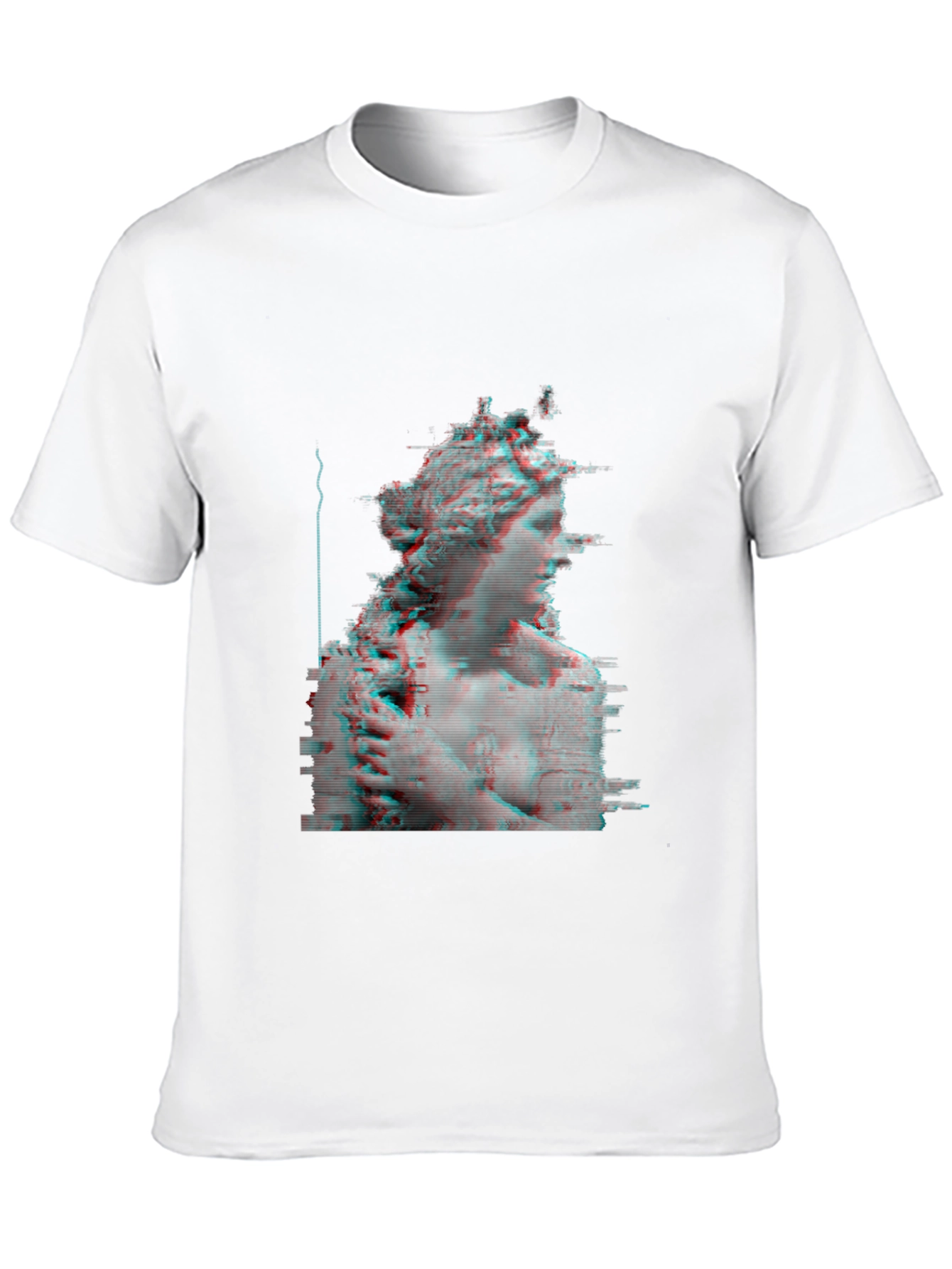 Glitch Art Statue Tee - Modern Black T-Shirt