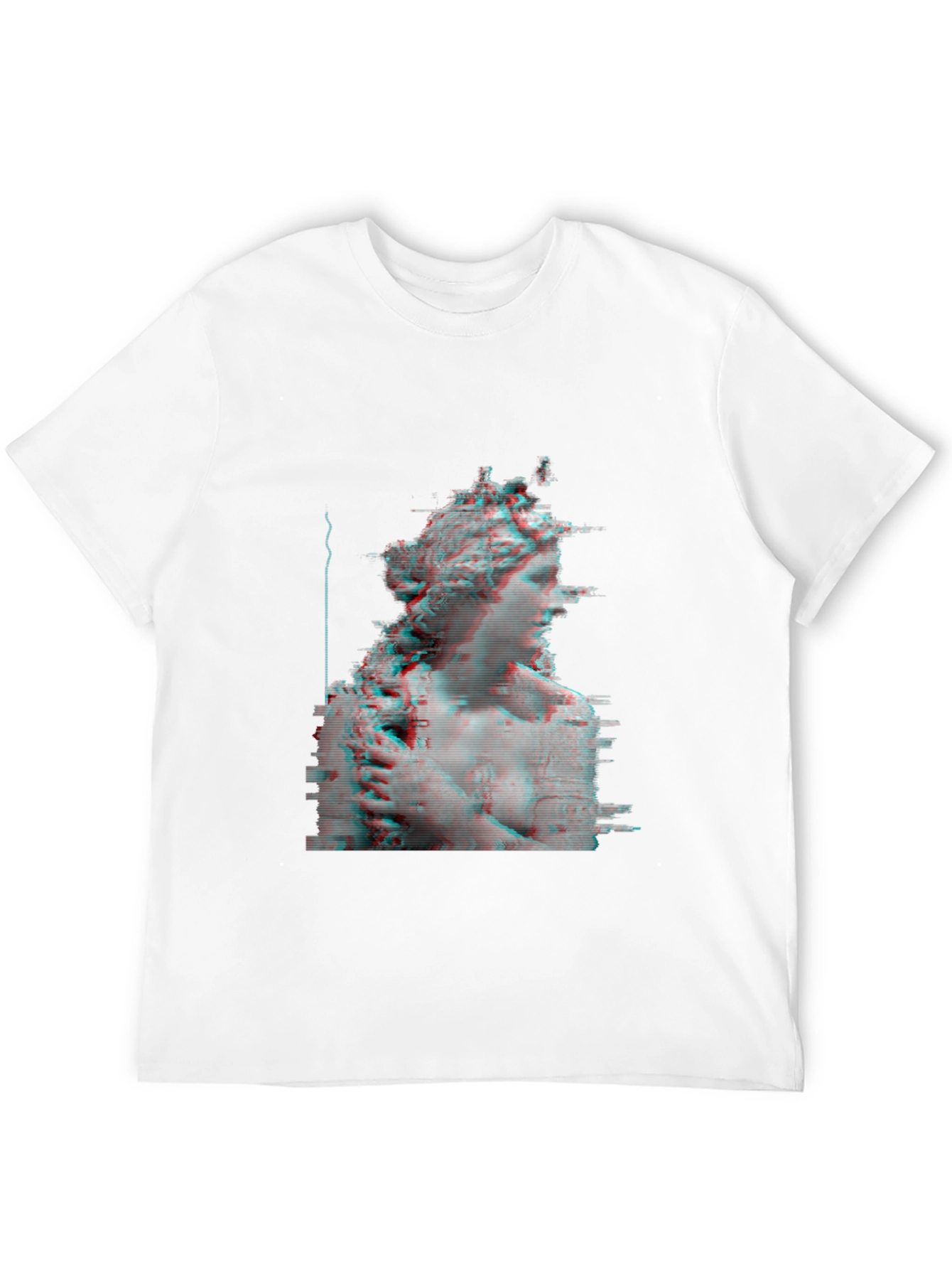 Glitch Art Statue Tee - Modern Black T-Shirt