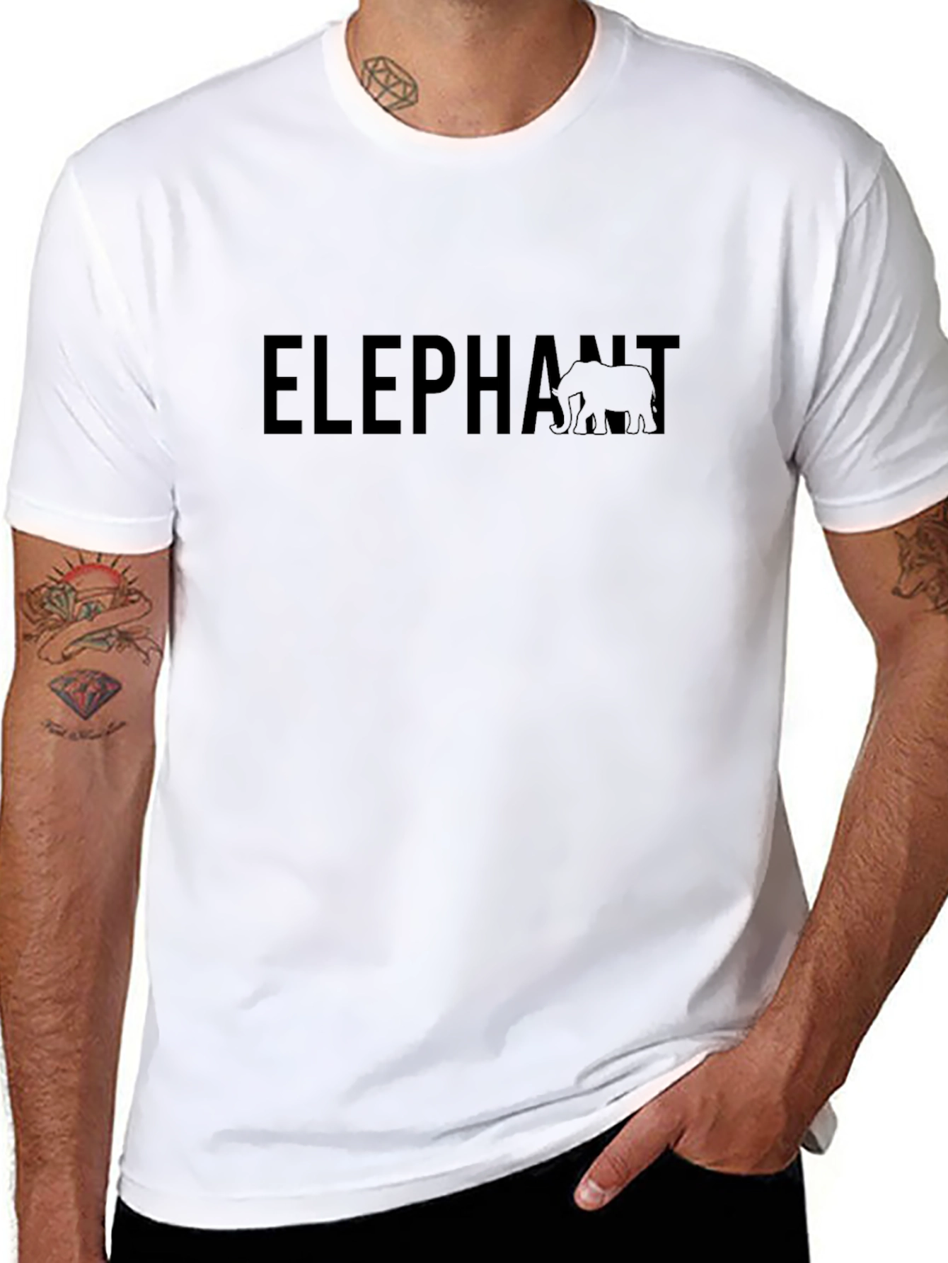 Elephant Graphic T-Shirt - Solid Black Casual Wear