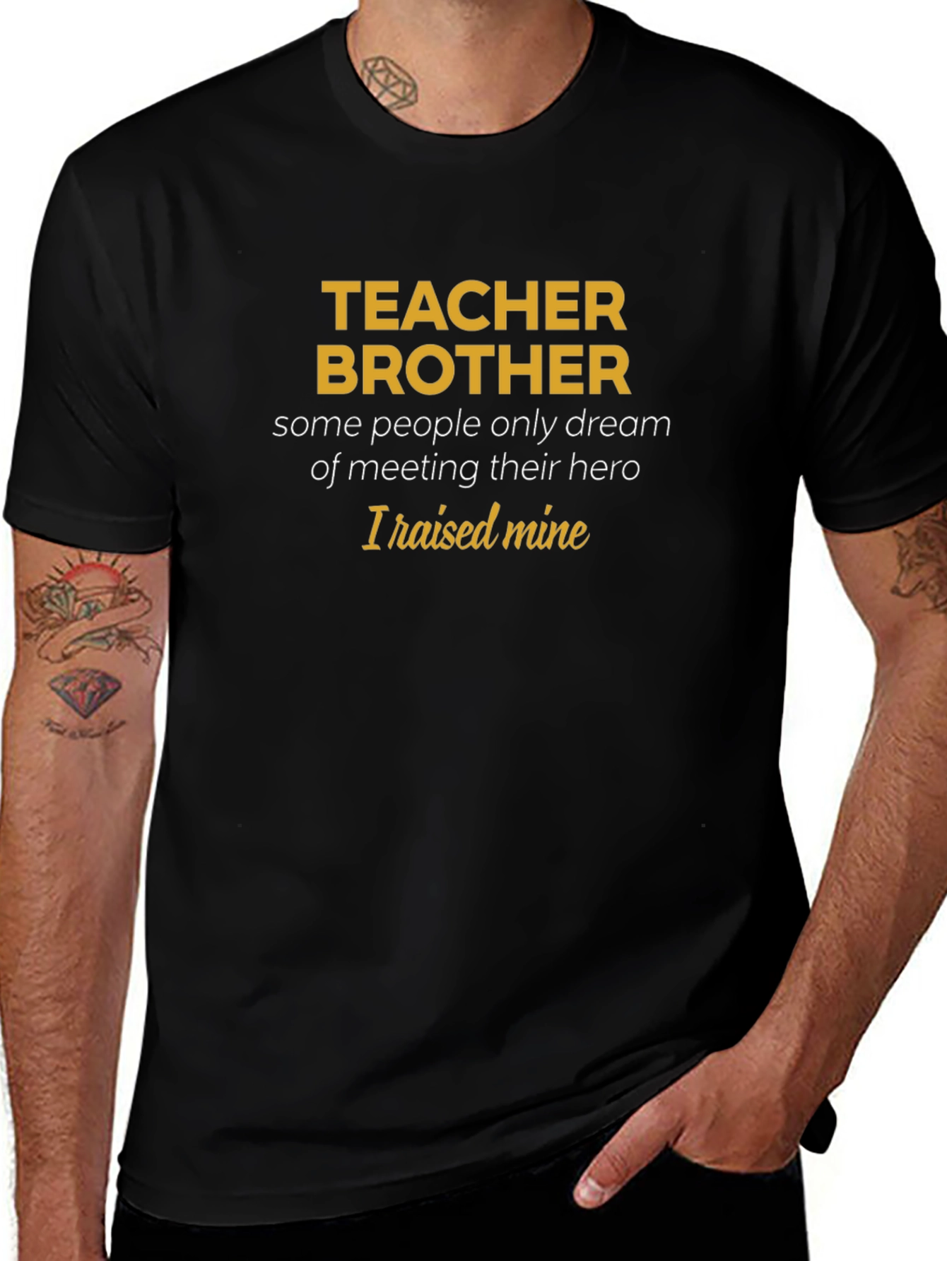 Teacher Brother Hero Graphic Tee - Mens Black T-Shirt