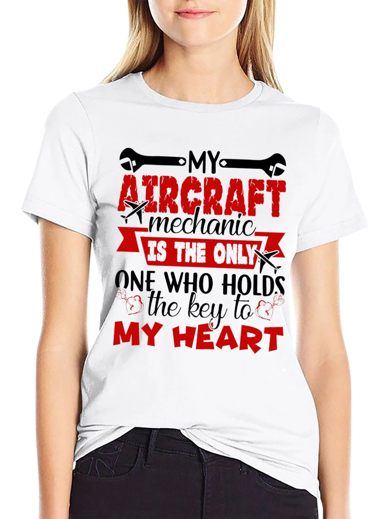 Aircraft Mechanic Heart T-Shirt - Aviation Gift