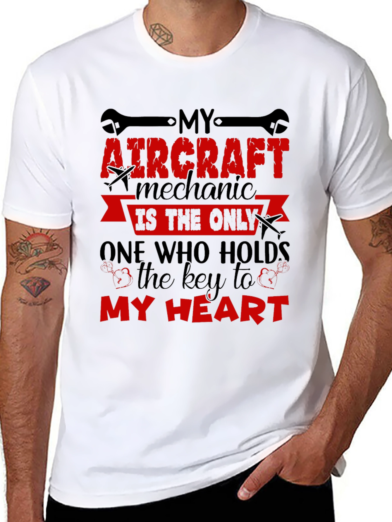 Aircraft Mechanic Heart T-Shirt - Aviation Gift